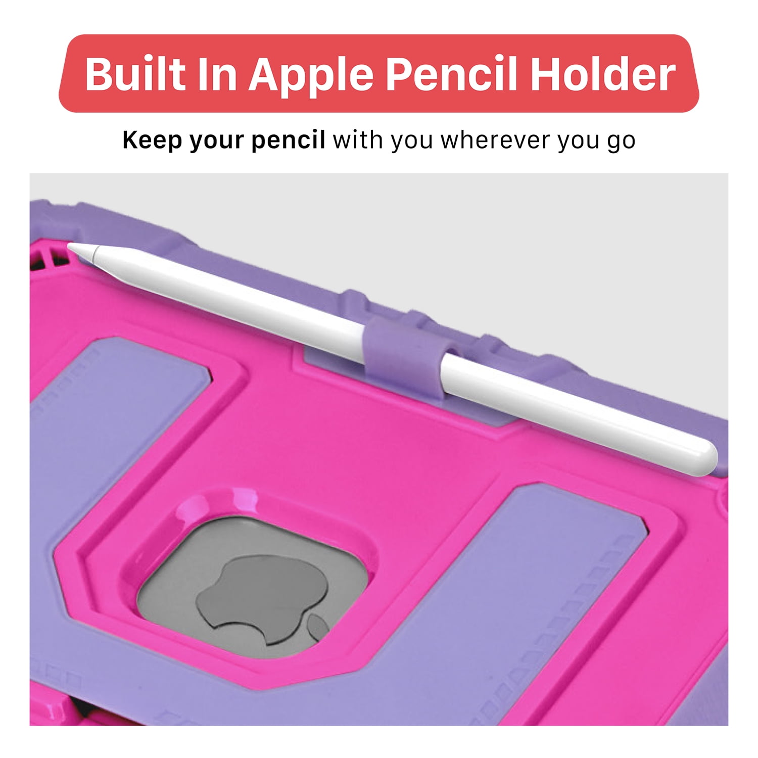 Vena Kids Case For Apple iPad A16 11th Generation 11 Inch 2025, iPad 10th Gen 10.9" Protective Case Cover With Kickstand, Pencil Holder and Shoulder Strap, Purple/Rose Red