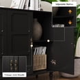 thumbnail image 4 of ZOSQUARE 55" Sideboard Storage Cabinet with 4 Storage Doors and 2 Adjustable Shelves, Black Accent Cabinet with Antique Hardware, Credenza Cabinet with Storage for Living Room, 4 of 6