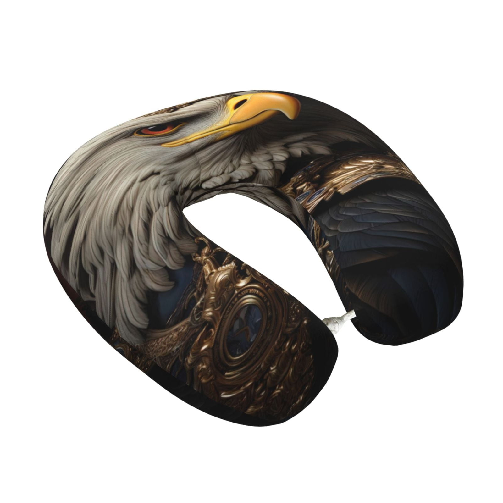 Xecao Noble Style Bald Eagle Print Memory Foam Cervical Neck Pillow Versatile U-Shaped Pillows for Home,Office,Camping,Travelling,Soft Washable Cover