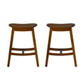thumbnail image 5 of Linon Condal 26" Backless Wood Saddle Counter Stool, Set of 2, Walnut, 5 of 9