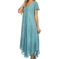 thumbnail image 4 of Sakkas Faye Cap Sleeved Cotton Caftan Cover Up Dress - Turquoise - One Size Regular, 4 of 5