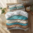 thumbnail image 2 of Brown Turquoise Board Duvet Cover Set Full Size Abstract Wood Grain Vintage Soft Lightweight Comforter Covers 4 Piece Bedding Set with 1 Duvet Cover 1 Bed Sheet & 2 Pillow Shams, 2 of 8
