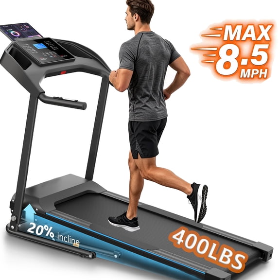 Simpfree 4.5HP Folding Treadmill for Home with 20% Auto Incline,400lbs Capacity,8.5MPH Portable Treadmill,12+3 Programs