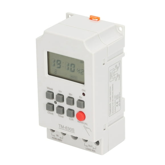 Digital Timing Switch, AC85-265V Second Setting Timer Switch 7 Day Programmable ABS For Home For Office Building