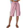 thumbnail image 2 of Juslio Womens Shorts Drawstring Loose Comfy Cotton Linen Solid Casual Pockets Ladies Shorts, 2 of 7