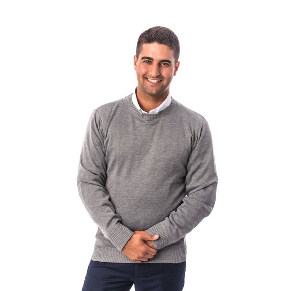 Elie Balleh Grey Solid Crew Neck Black Mens Sweater