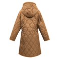 thumbnail image 5 of Women's Quilted Jacket Zipper Up Hooded Long Lightweight Padding Down Coat (Khaki S), 5 of 6