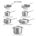 thumbnail image 3 of Juego de utensilios de cocina Tramontina de acero inoxidable revestido de tres capas, 12 piezas, con tapas, ollas y sartenes, apto para inducción, apto para lavavajillas, certificado NSF, fabricado en, 3 of 5
