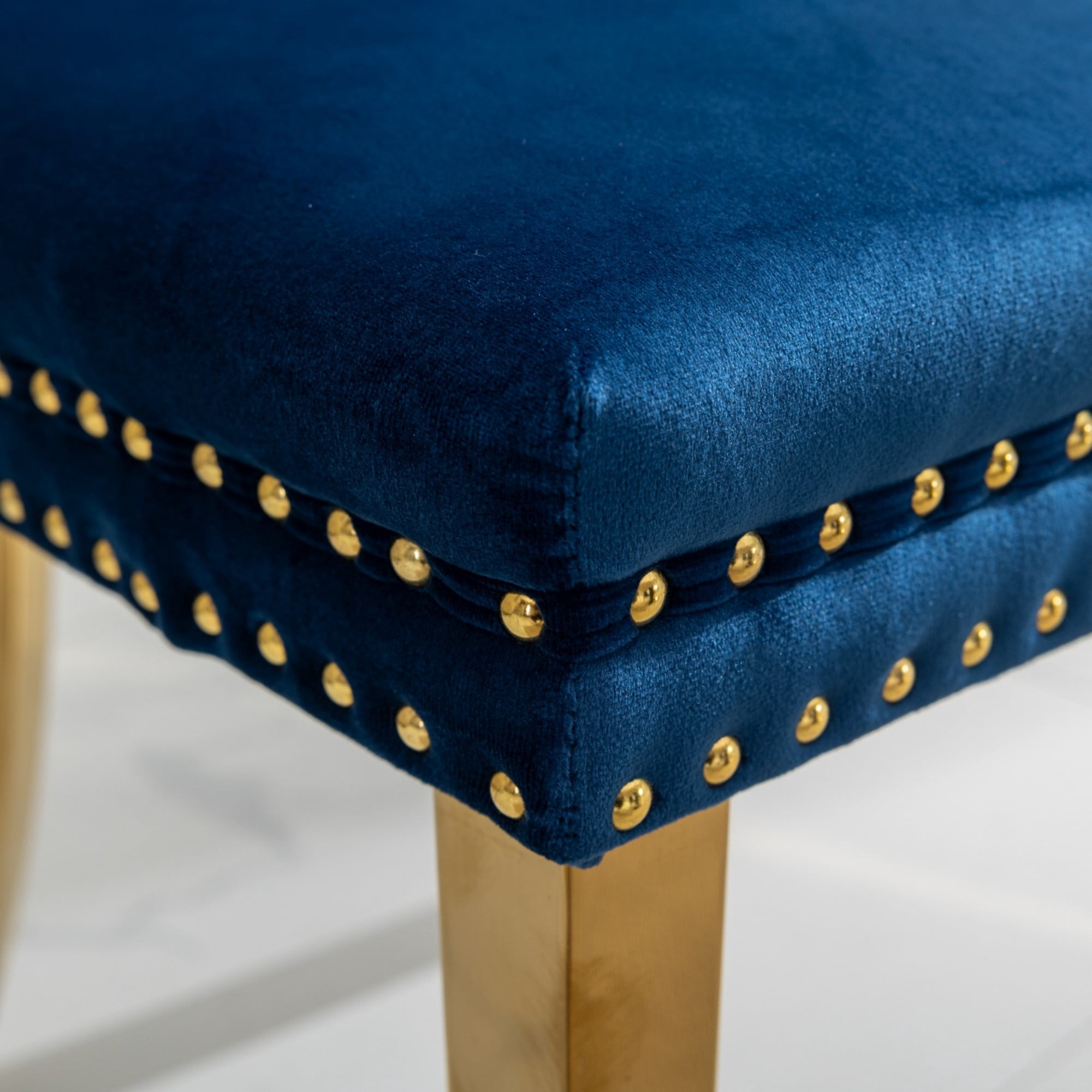 BSHTI 37.5" Velvet Upholstered Dining Room Chairs Set of 2, Modern Tufted Parson Chairs with Nailhead Trim, Foam Padded Seat for Dining Room/Kitchen(Blue)