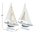 thumbnail image 4 of DecMode White Wood Sail Boat Handmade Decorative Sculpture, 2 Set of 25"H, 17"W, 4 of 12