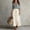 Beige, variant on Women's 2 Piece Outfit Button Down Long Sleeve Shirt & Tie Waist Maxi Skirt Set Casual Elegant Bohemian Summer Beach Vacation Outfit, Beige L