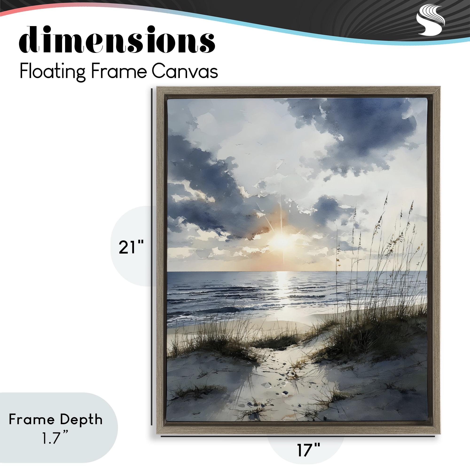 Stupell Industries Ocean Sunrise over Sandy Dunes Brown Framed Floater Canvas Wall Art, design by Franklyn Gregory