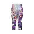 thumbnail image 4 of qelini Womens Capris Pull on Pants Athletic Wear Labor Day 3/4 Capris Leggings Slim Flower Printing Plus Size Beach Trouse Pants 2024 Fashion Lightweight and Low Price Multicolor 3XL, 4 of 5