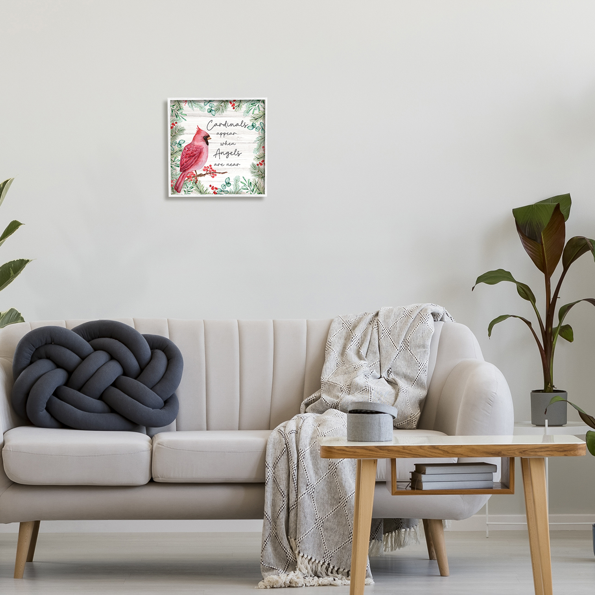 Stupell Cardinals Appear When Angels Near Phrase Animals & Insects Painting White Framed Art Print Wall Art