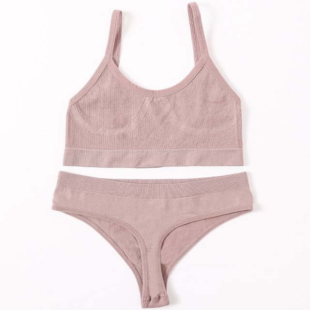 Conjunto de sujetador y bragas sin costuras para mujer, sujetador de realce, Top corto, bragas de cintura alta, conjunto de lencería Sexy, Bralette de espalda baja, conjunto de ropa interior de Fitness Tan Jianjun unisex
