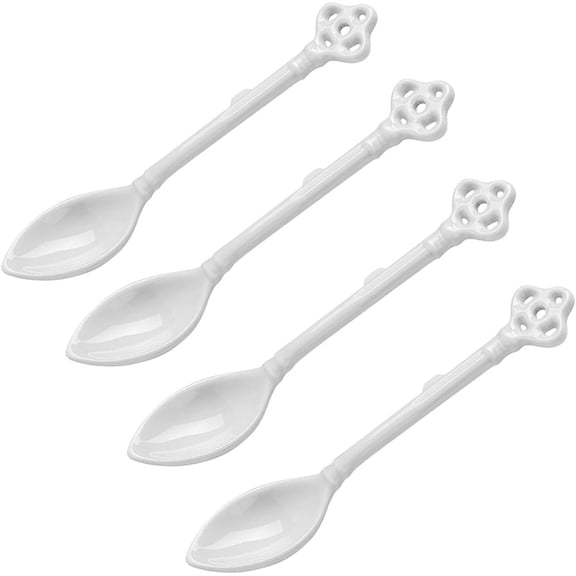 Retro Vintage Coffee Spoons Espresso Spoons Set of 4, Porcelain White Key Shape Coffee Spoons for Coffee Dessert Tea Ice Cream, Small Coffee Stirring Spoon