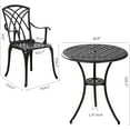 thumbnail image 6 of ZXNYH Outdoor Bistro Set 3 Piece Cast Aluminum Patio Bistro Sets, All Weather Bistro Table Set with Umbrella Hole, Bistro Table and Chairs Set of 2 for Porch, Yard, Balcony, Black, 6 of 7