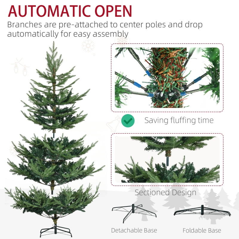 Alvantor Artificial Christmas Tree with 795 Tips, Auto-Open Hinged Branches & Steel Stand 6' Green