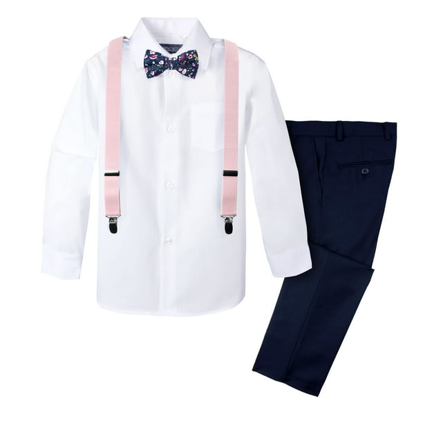 Spring Notion Boys' 4Piece Floral Suspender Outfit