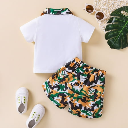 

Cathalem Baby Clothes Gift Set Boy Toddler Boys Short Sleeve T Shirt Tops Camouflage Prints Shorts Kids Baby Boy Sweater Childrenscostume White 12-18 Months