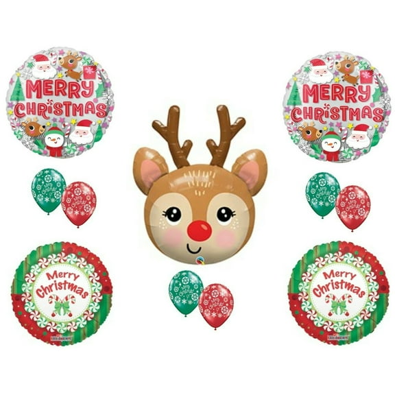 Christmas Reindeer Balloons Party Birthday Decorations Santa Elves Snowman