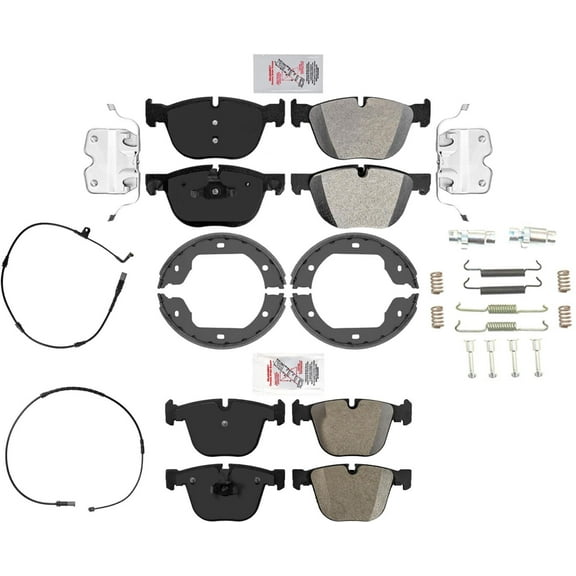 Front Rear Disc Brake Pads Parking Shoes Hardware for BMW X5 V8 4.8L 2007-2009
