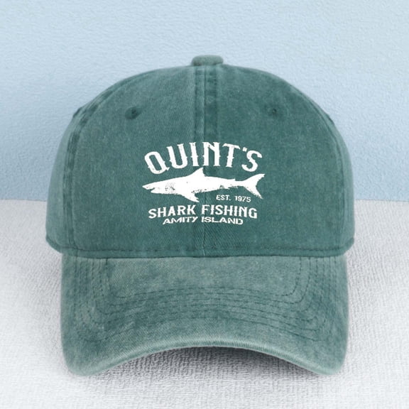 QUINT'S SHARK FISHING AMITY ISLAND Letter Embroidered Color Block Trucker Hat Unisex Adjustable Cotton Breathable Fashion Cap for Travel Daily Wear