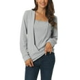 thumbnail image 1 of INSPIRAR CHIC Blusa Casual de Dos Piezas Falsa de Manga Larga con Cuello Cuadrado en Color Sólido para Mujeres Otoño Invierno M Gris, 1 of 6