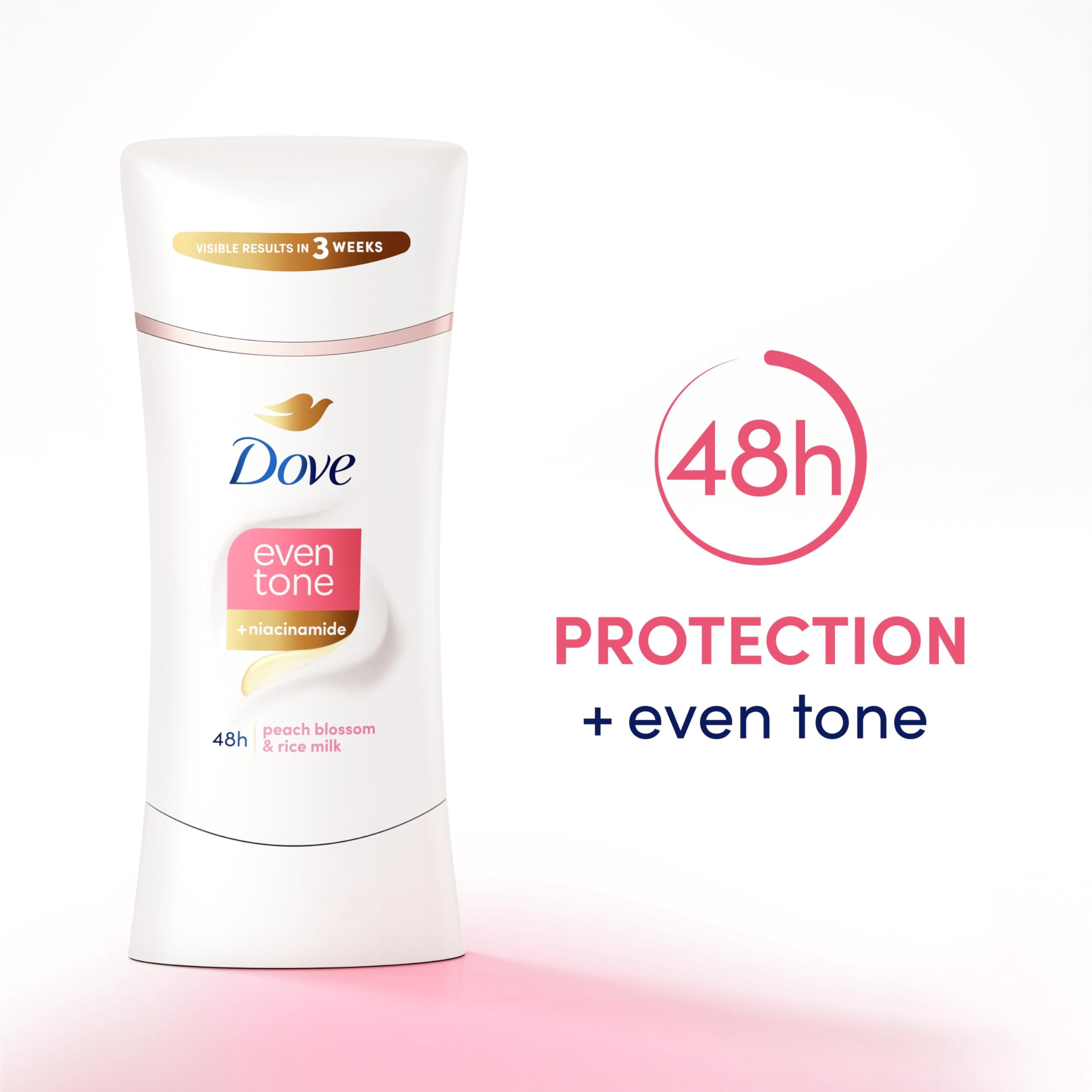 Dove Even Tone Antiperspirant Deodorant Stick Peach Blossom & Rice Milk 3 Count 2.6 oz