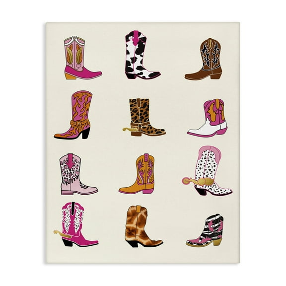 Stupell Industries Bright Cowboy Boots & Spurs Fashion Painting Wrapped Canvas Canvas Art Print Wall Art, 16 x 20