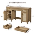 thumbnail image 6 of SICOTAS 52" Rattan Computer Desk with 3 Drawers & 2 Storage Cabinets, Boho Executive Desk, Modern Writing Desk for Home Office Bedroom, Oak, 6 of 11