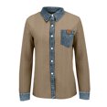 thumbnail image 6 of thefmos Women Plus Size Fall Winter Long Sleeve Knitted Button Down Tops Collared Casual Pullover Sweater Blouses Solid Basic Cardigan for Office Vacation, Khaki 2XL, 6 of 7