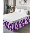 thumbnail image 4 of Purple White Moire Wrap Around Bed Skirts for King Bed 18" Drop, Bed Skirt with Adjustable Elastic Belt Dust Ruffle Bed Valance for Bedroom Hotel Luxury Modern Abstract Art Bed Frame Cover, 4 of 7
