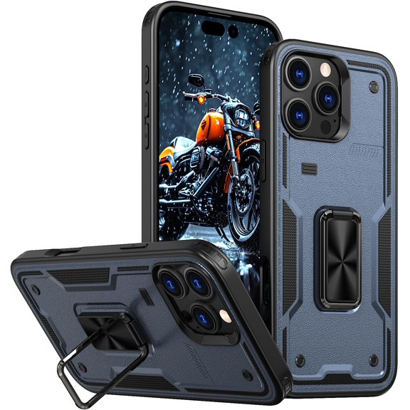Case for iPhone 11,Military Grade  [Built-in Kickstand] Magnetic Ring Holder Heavy Duty TPU PC Shockproof Drop Protection Phone Case for iPhone 11,6.1 inch (Blue)