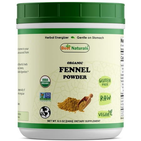 Best Naturals Certified Organic Fennel Seeds Powder 8.5 OZ (240 Gram), Non-GMO Project Verified & USDA Certified