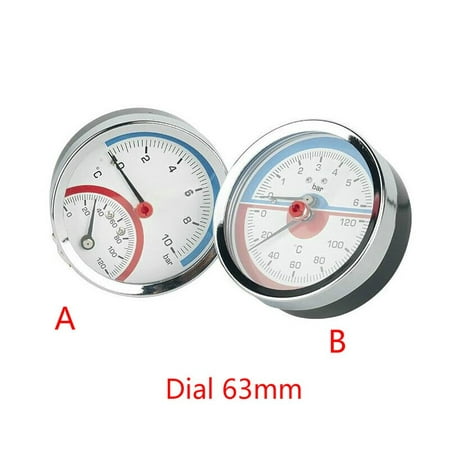 

6 bar 10 bar 16 bar Temperature Pressure Gauge Meter G1/4 1/2 Thread Thermometer Dial 63mm