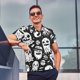 thumbnail image 4 of Balery Black White Spooky Ghosts Camisa Polo de Hombre con Estampado, de Manga Corta y Tejido Medio, Camisa Tipo Golf Polo-Medium, 4 of 6