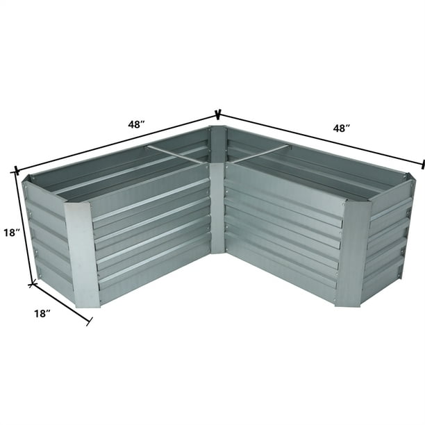 Luxen Home LShaped Silver Galvanized Steel Raised Garden Bed Walmart