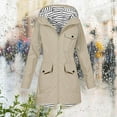 thumbnail image 6 of Kilaqueen Womens Lightweight Rain Jacket Zipper Striped Lined Hooded Raincoat Outdoor Waterproof Windbreaker Travel Jackets with Pockets, 6 of 9