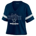 thumbnail image 2 of Women's WEAR by Erin Andrews Navy Dallas Cowboys Color Block Boxy Modest Crop V-Neck T-Shirt, 2 of 4