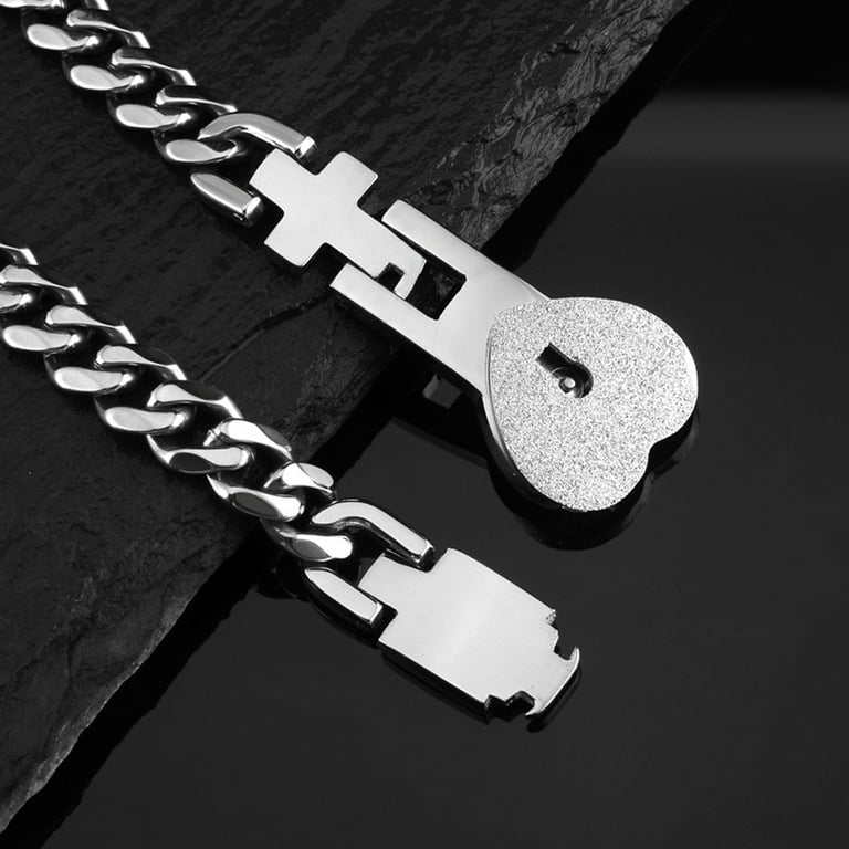 Locked Bracelet Magnetic Heart Key Lock Bracelets Rolo Chain By