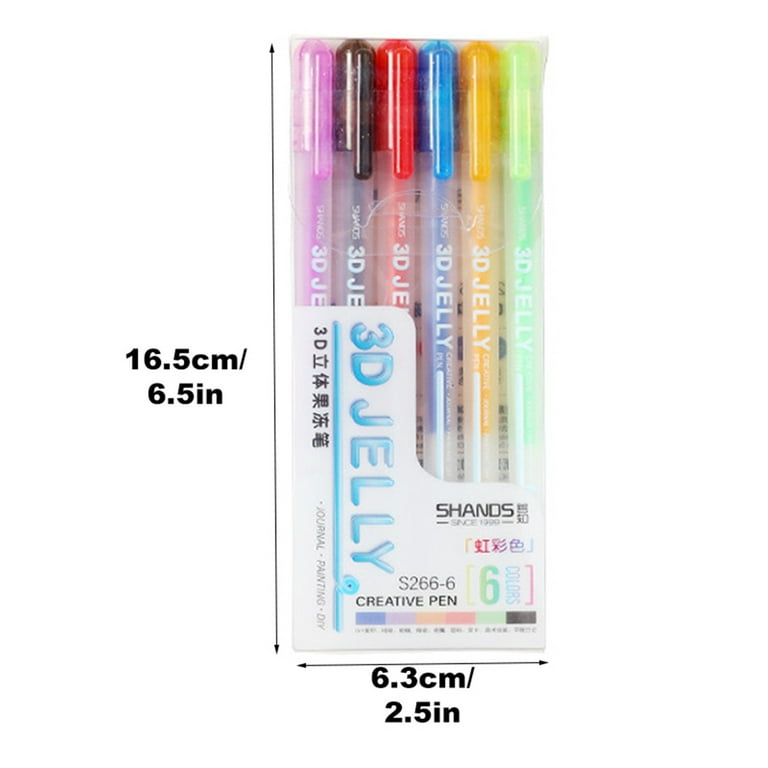 3D Jelly Pen Set, 6 Colors + 12 Colors 3D Glossy Jelly Pens, Assorted  Colors Gel Ink Pens for DIY Painting Drawing Coloring, Suitable on Glass