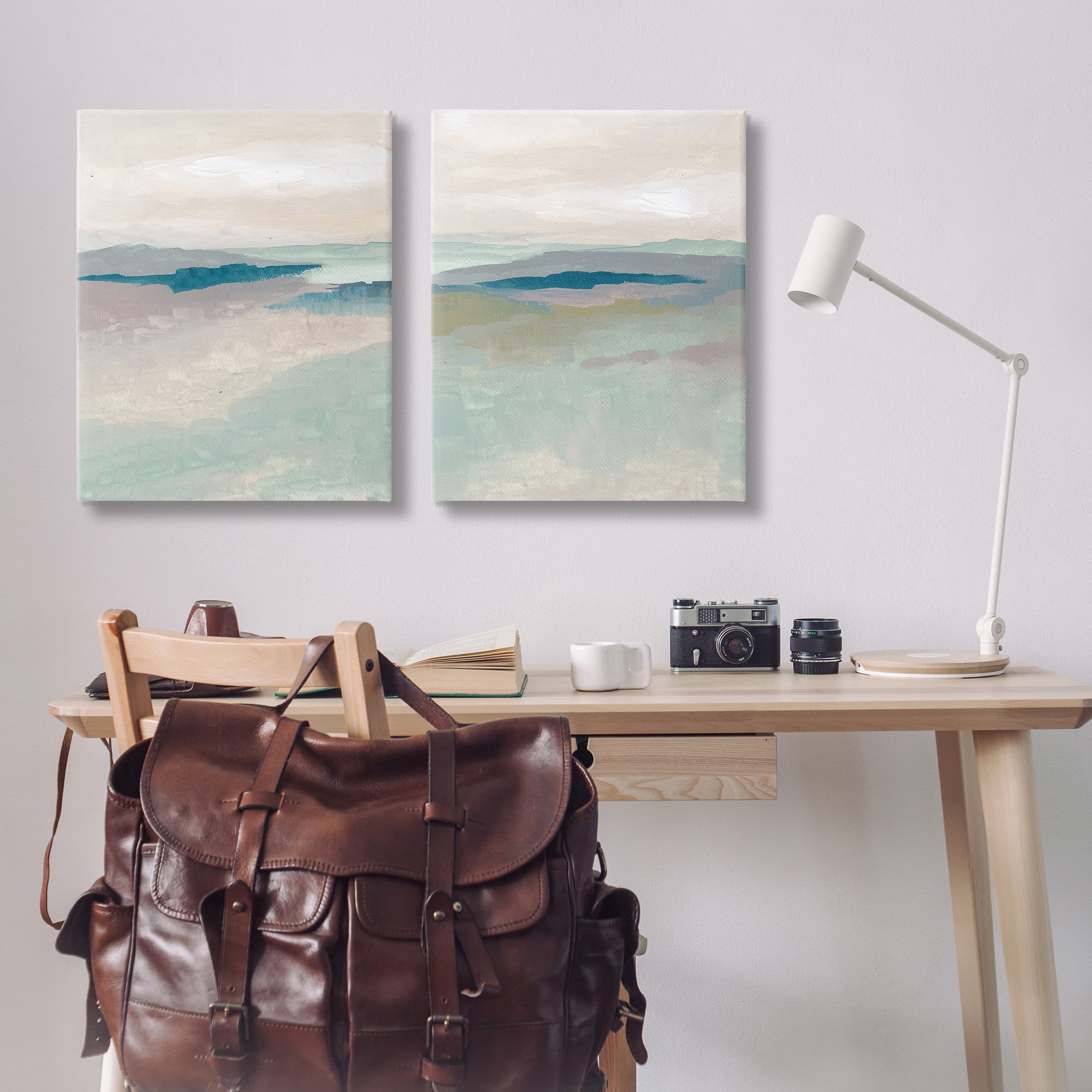 Stupell Industries Soft Abstract Terrain Landscape Painting Gallery Wrapped Canvas Art Print Wall Art, 24 x 30, Set of 2