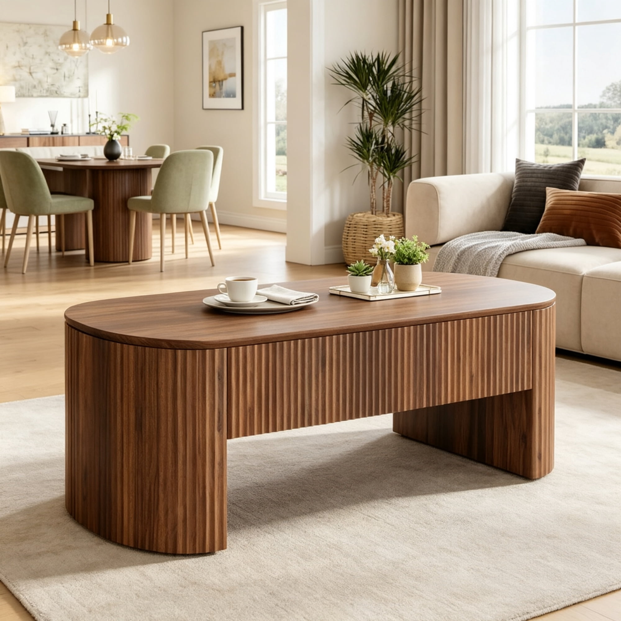 47" Modern Lift Top Coffee Table with Hidden Storage