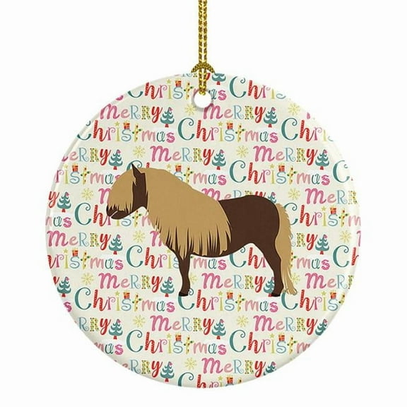 Shetland Pony Horse Christmas Ceramic Ornament 2.8 in x 2.8 in