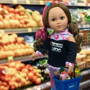 My Life As Miniature Blue Shopping Basket for 18 Dolls, 16 Pieces