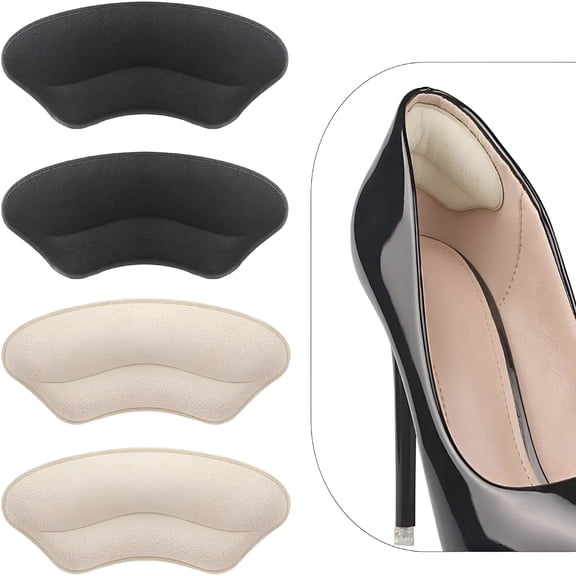 TELOLY 2026 New Heel Grips Liner Cushions Inserts for Loose Shoes,Heel Pads Snugs for Too Big Men Women,Filler Improved Shoe Fit and Comfort,Stop Heel Slip and Blister (4 Pairs) (Pale Apricot Black)