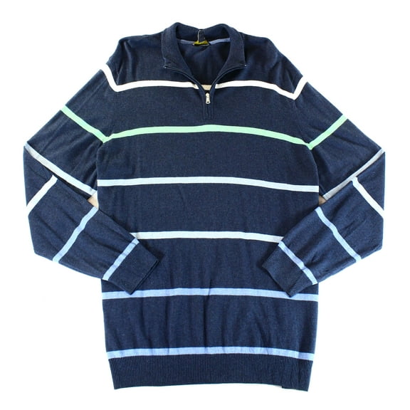 Club Room Navy Ombre-Stripe Mock-Collar Sweater L