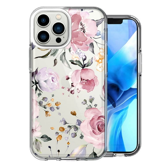 MUNDAZE Case for Apple iPhone 15 Pro Max Slim Hard Shell Soft TPU Hybrid Shockproof Heavy Duty Protective Phone Cover - Soft Pastel Spring Floral Flowers Blush Lavender Design