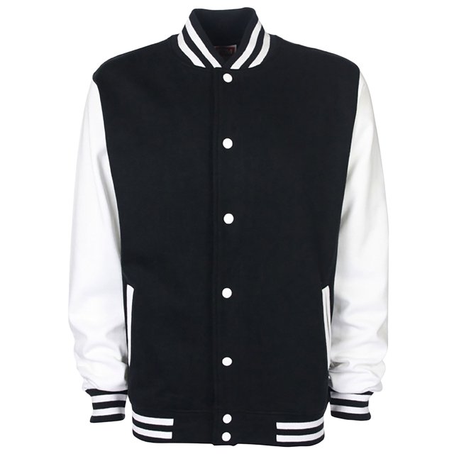 FDM - Chaqueta Béisbol/Universidad USA/ Rugby Unisex Hombre/Mujer (Blanco/Negro)